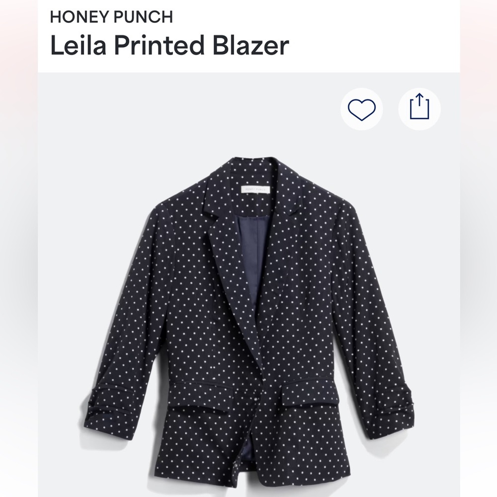 Honey Punch XL navy with white polka dot blazer EUC